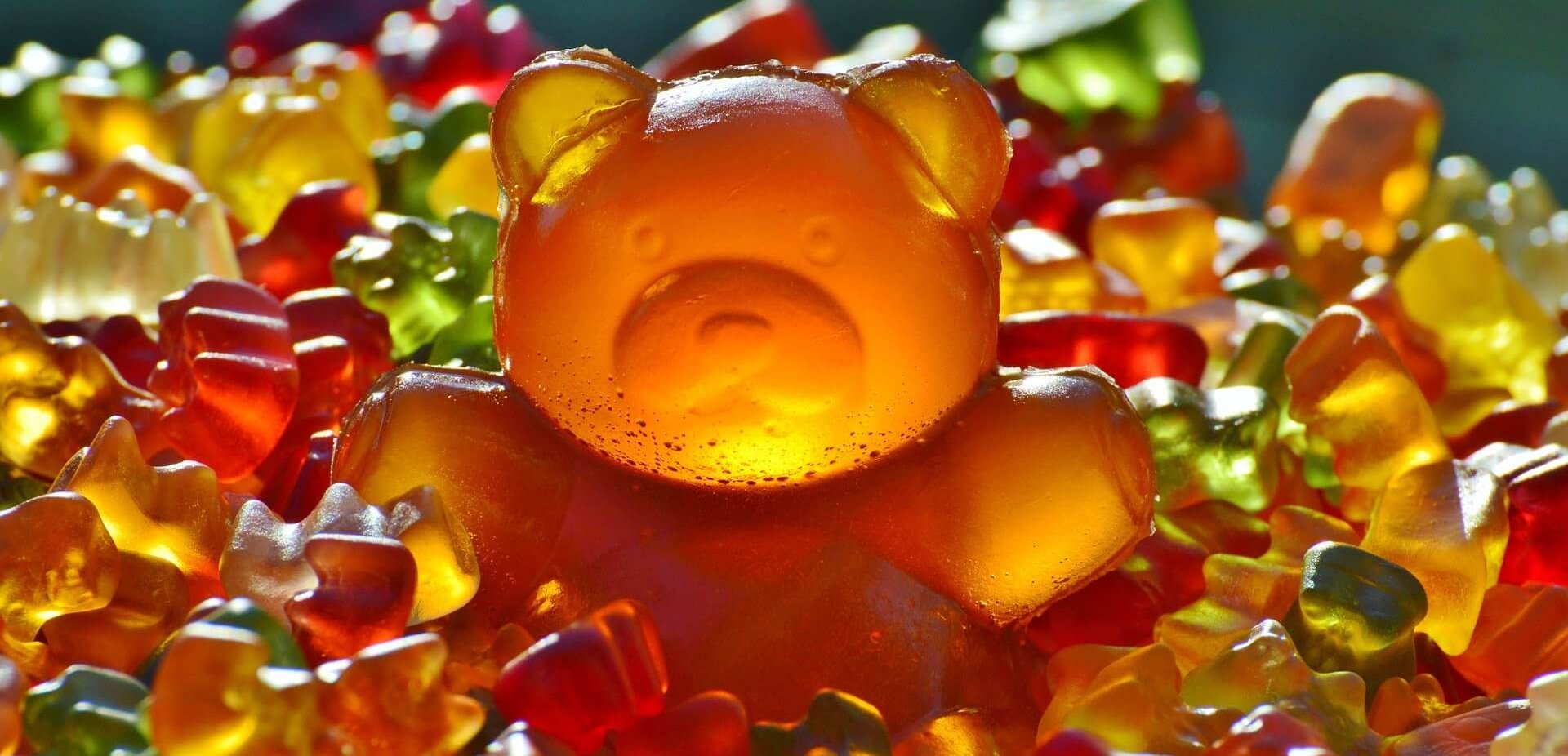 various gummy bears that are packed with sugar.